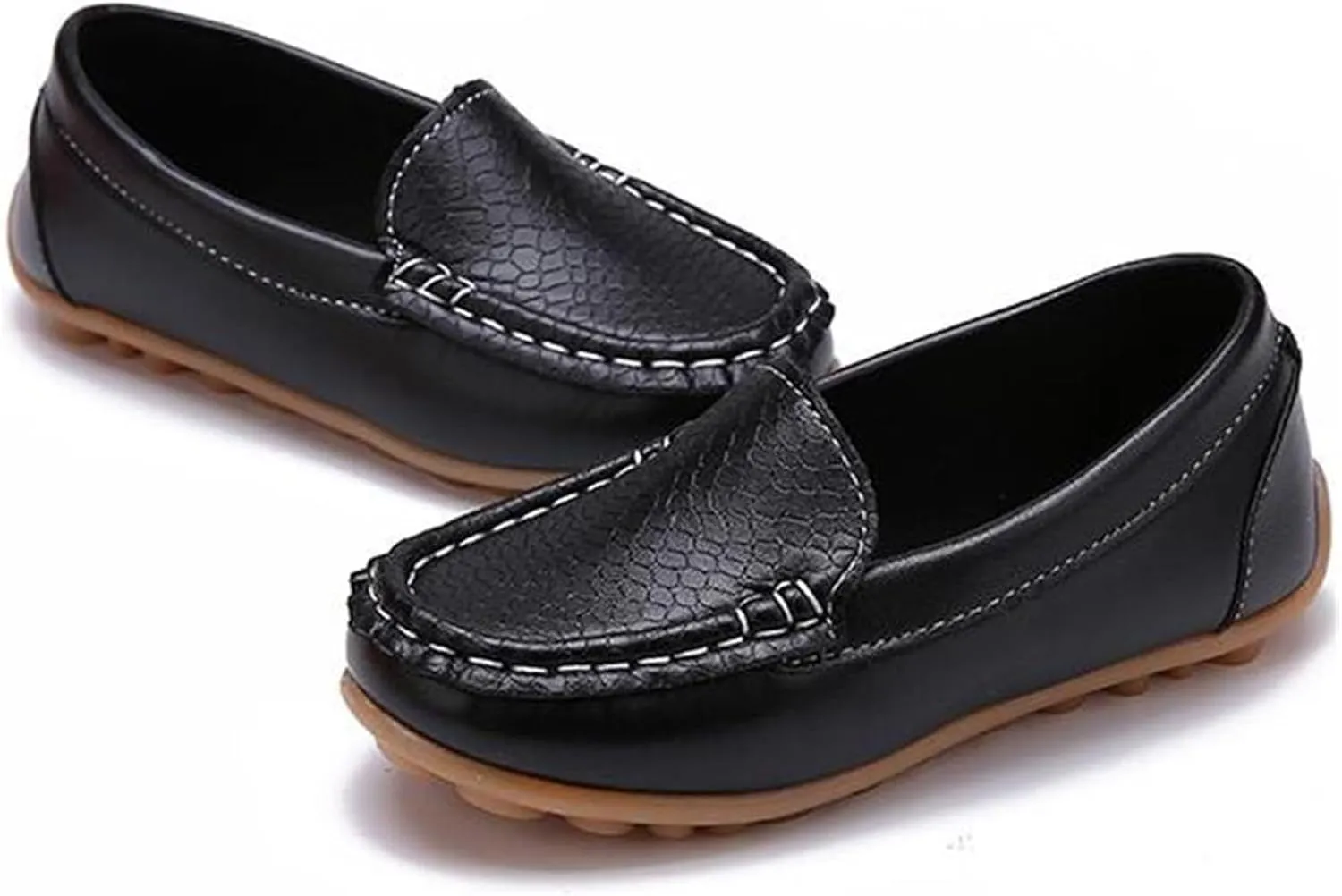 WUIWUIYU Boy's Girl's Slip-on Loafers Flats Oxford Shoes Solid Color Mocassins House Shoes