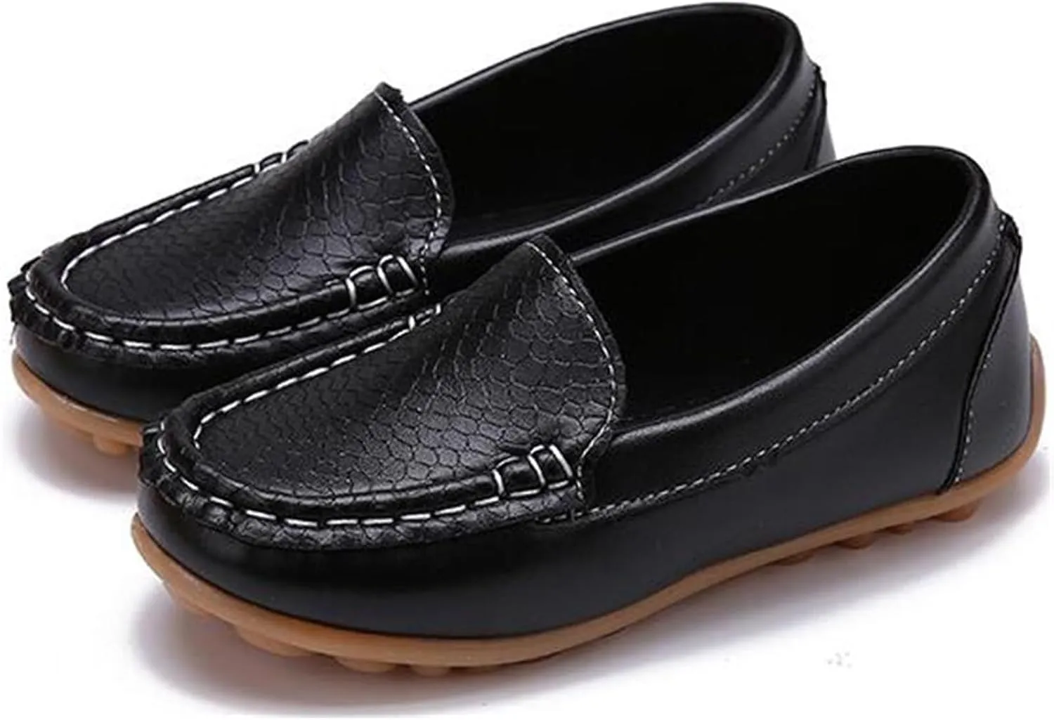 WUIWUIYU Boy's Girl's Slip-on Loafers Flats Oxford Shoes Solid Color Mocassins House Shoes
