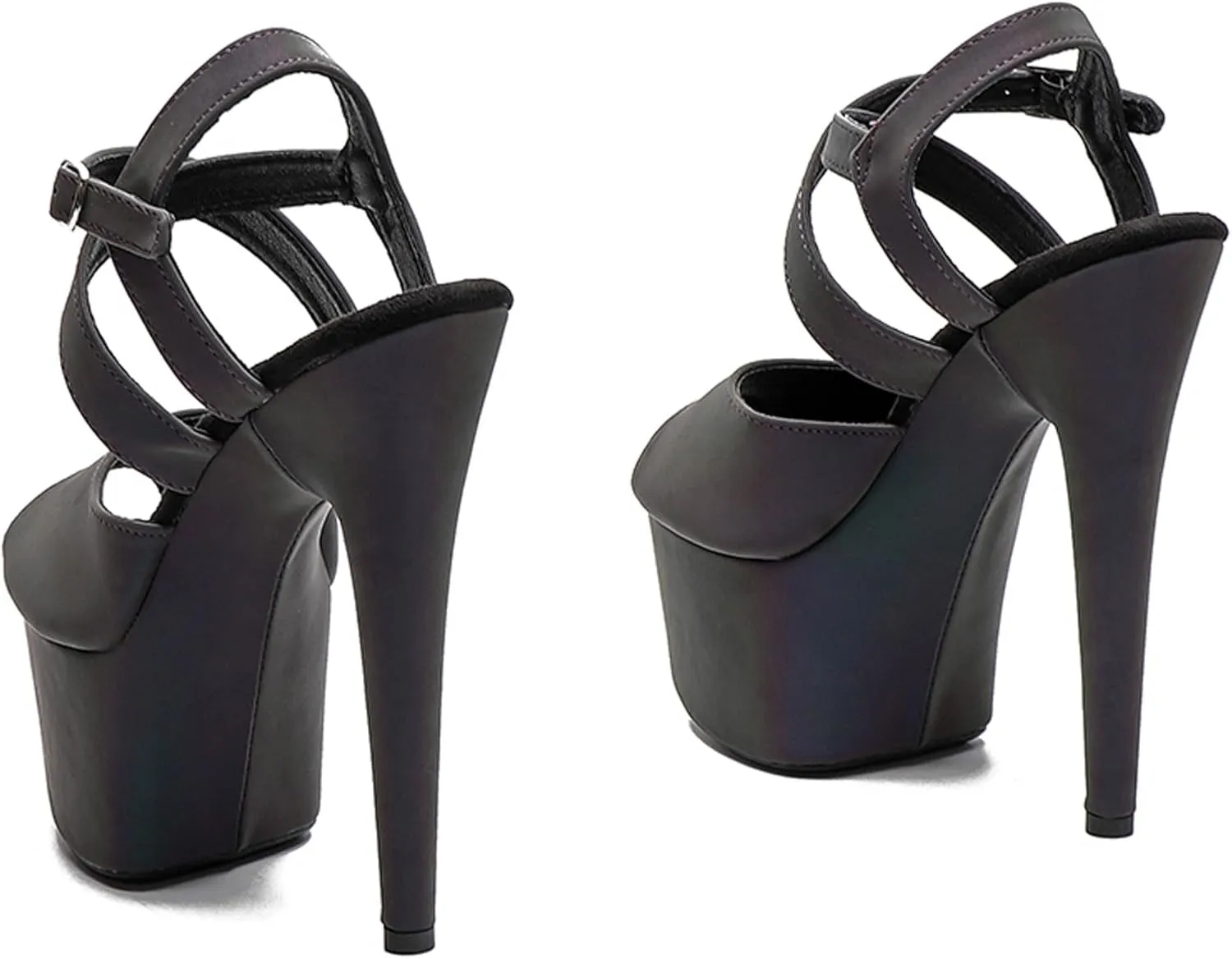 WUXIN H&P Women's 7 Inch Platform Heels Ankle-Strap Sexy Pole Dance High Heel Platform Sandal