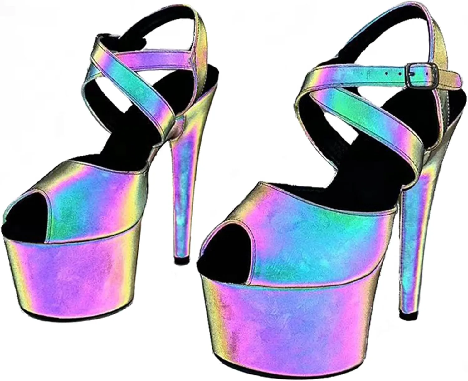 WUXIN H&P Women's 7 Inch Platform Heels Ankle-Strap Sexy Pole Dance High Heel Platform Sandal