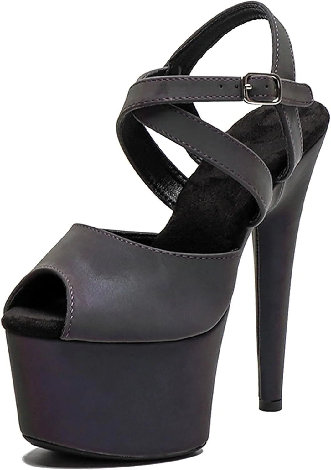 WUXIN H&P Women's 7 Inch Platform Heels Ankle-Strap Sexy Pole Dance High Heel Platform Sandal