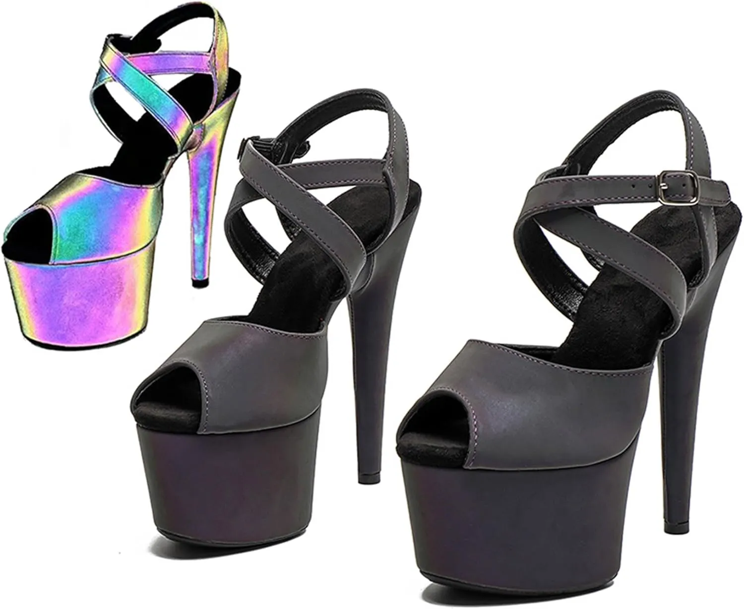 WUXIN H&P Women's 7 Inch Platform Heels Ankle-Strap Sexy Pole Dance High Heel Platform Sandal