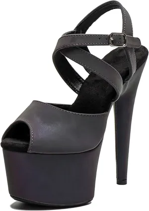 WUXIN H&P Women's 7 Inch Platform Heels Ankle-Strap Sexy Pole Dance High Heel Platform Sandal