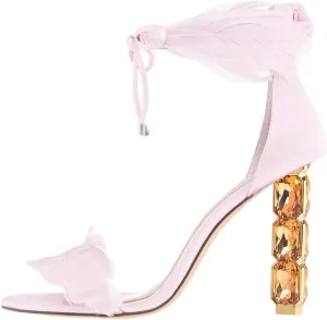 XYD Women Chic Crystal High Heels 105mm Open Toe Sandals Plume Ankle Strap with Zip Ladies Fashion Evening Event Pumps Shoes