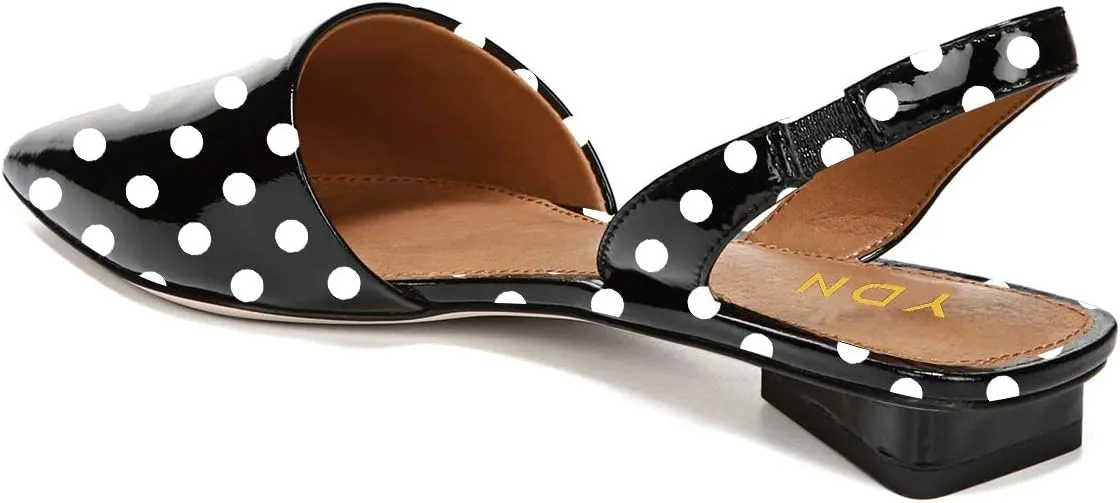 YDN Women Trendy Low Square Heel Slide Flat Sandals Closed Pointed Toe Slingback D'Orsay Slip On Comfort Walking Dress Pumps Size 4-15 US