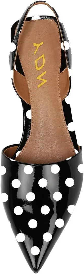 YDN Women Trendy Low Square Heel Slide Flat Sandals Closed Pointed Toe Slingback D'Orsay Slip On Comfort Walking Dress Pumps Size 4-15 US