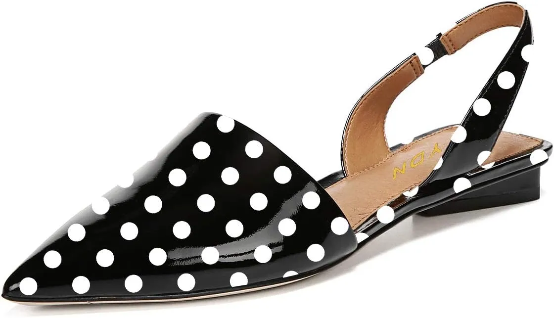 YDN Women Trendy Low Square Heel Slide Flat Sandals Closed Pointed Toe Slingback D'Orsay Slip On Comfort Walking Dress Pumps Size 4-15 US