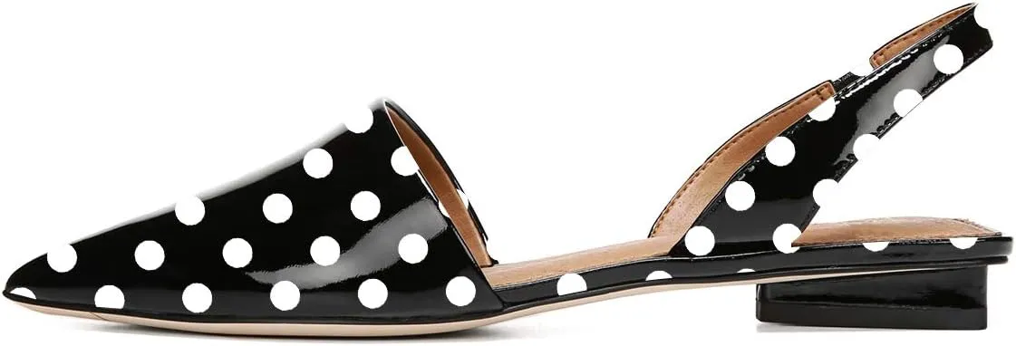 YDN Women Trendy Low Square Heel Slide Flat Sandals Closed Pointed Toe Slingback D'Orsay Slip On Comfort Walking Dress Pumps Size 4-15 US