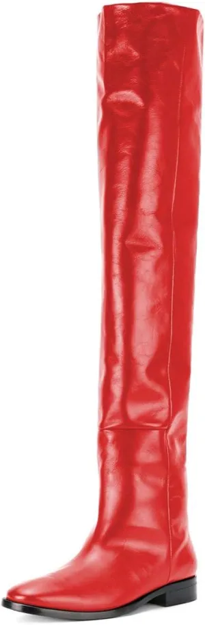YDN Women Winter Over The Knee Boots Round Toe Flat Heel Riding Boots Pull On Warm Outfit Shoes Size 4-15 US