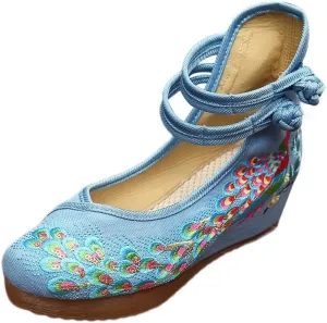 YIBLBOX Women Ankle Strap Shoes Platform Wedges Sandal Dress Shoes for Cheongsam