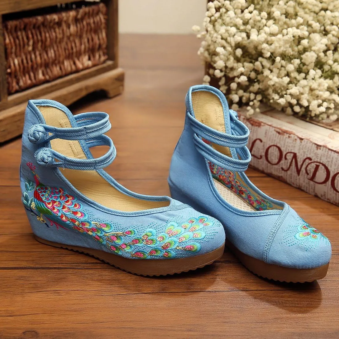 YIBLBOX Women Ankle Strap Shoes Platform Wedges Sandal Dress Shoes for Cheongsam