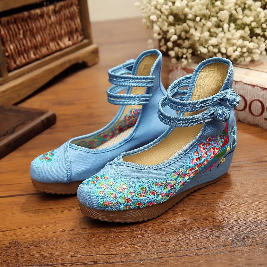 YIBLBOX Women Ankle Strap Shoes Platform Wedges Sandal Dress Shoes for Cheongsam