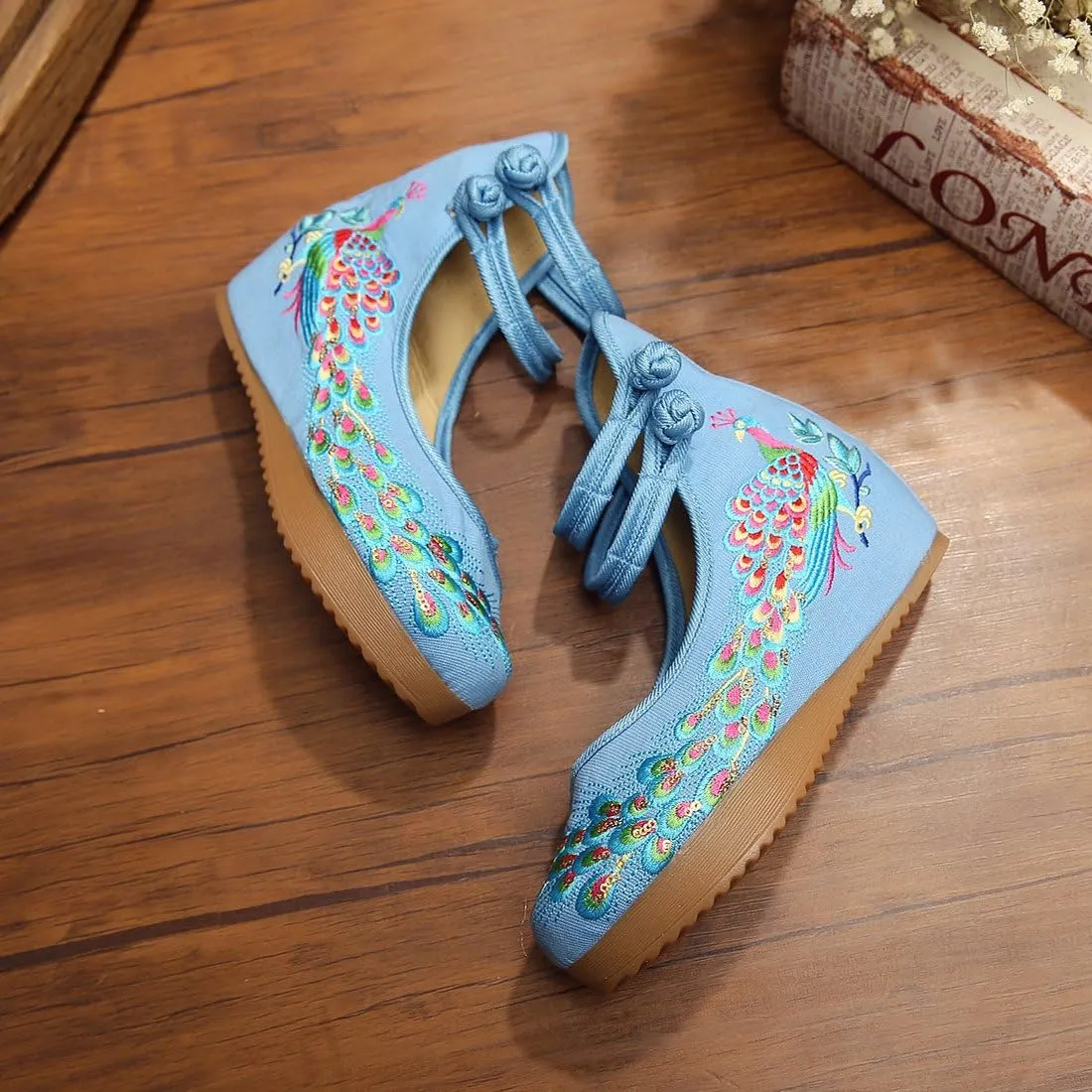 YIBLBOX Women Ankle Strap Shoes Platform Wedges Sandal Dress Shoes for Cheongsam