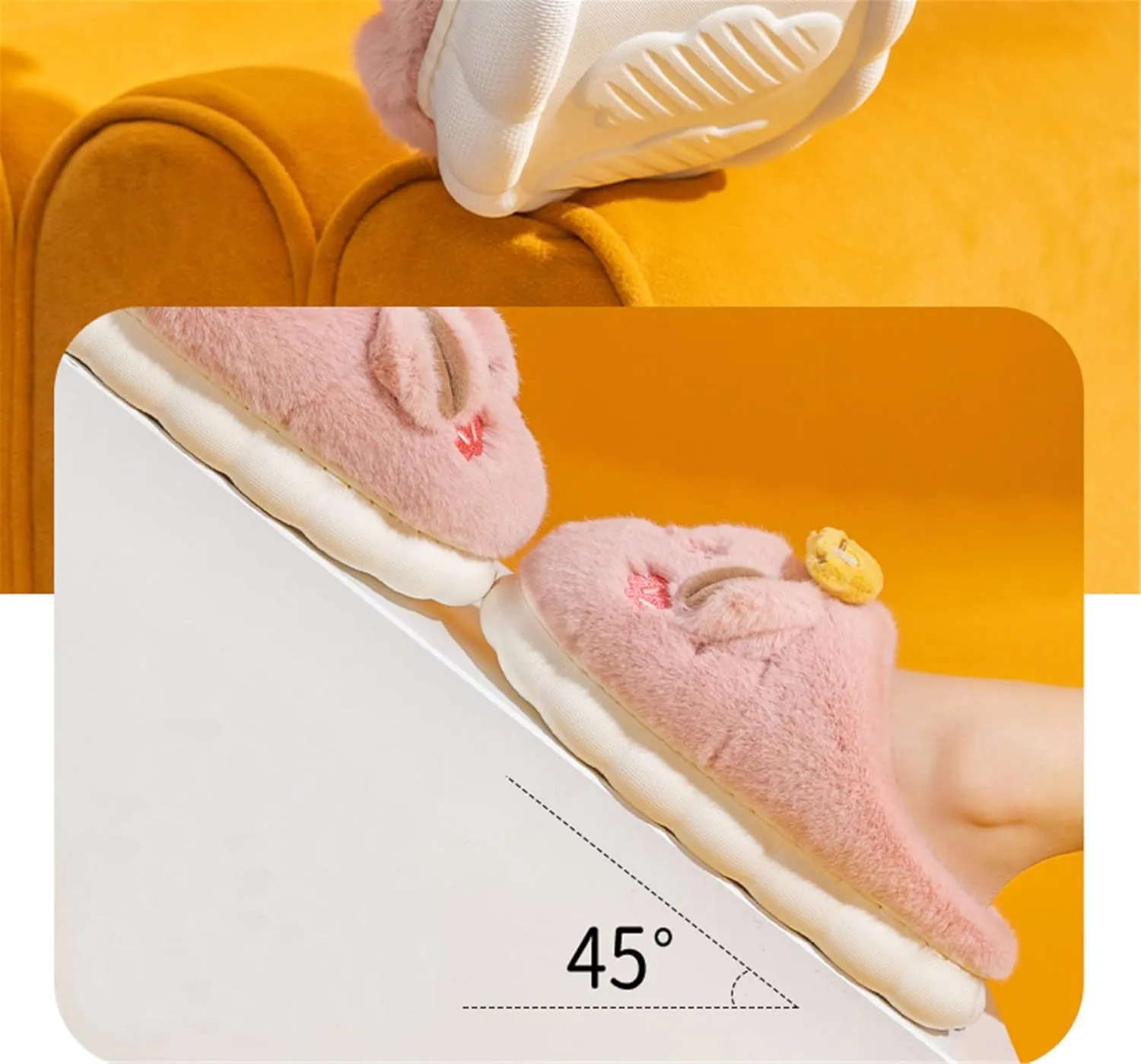 YILANLAN Women's Pink Pig Animal Slippers - Warm, Plush, Winter, Flat Heel, No Closure, Round Toe