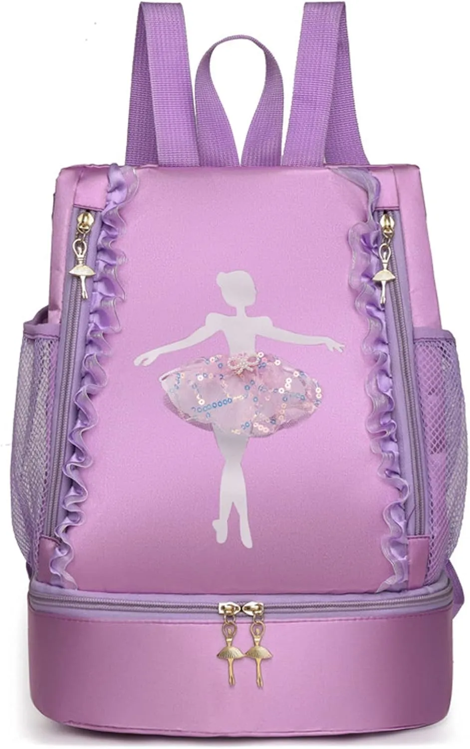 Yitengteng Ballet Dance Backpack with Separate Shoe Compartment,Little Girls Ballerina Bag for Dance Toddler Bag Gymnastics Latin Dance Yoga Tap Dance Jazz Storage Bag (Purple)