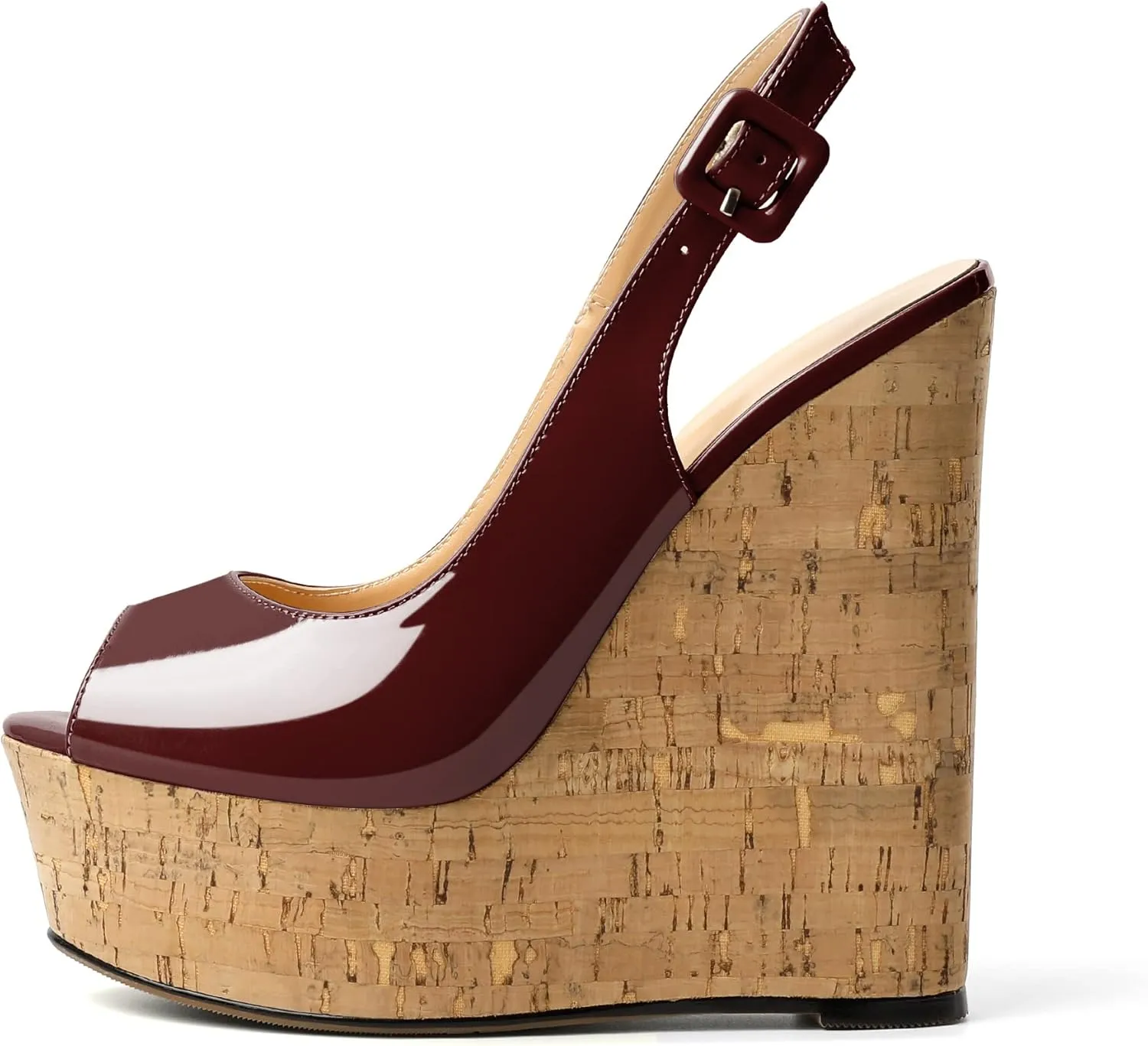 YODEKS Women's Platform Sandals Wedge Heel Peep Toe High Heeled Pumps Platform Wooden Heel Summer Wedge Heels Shoes
