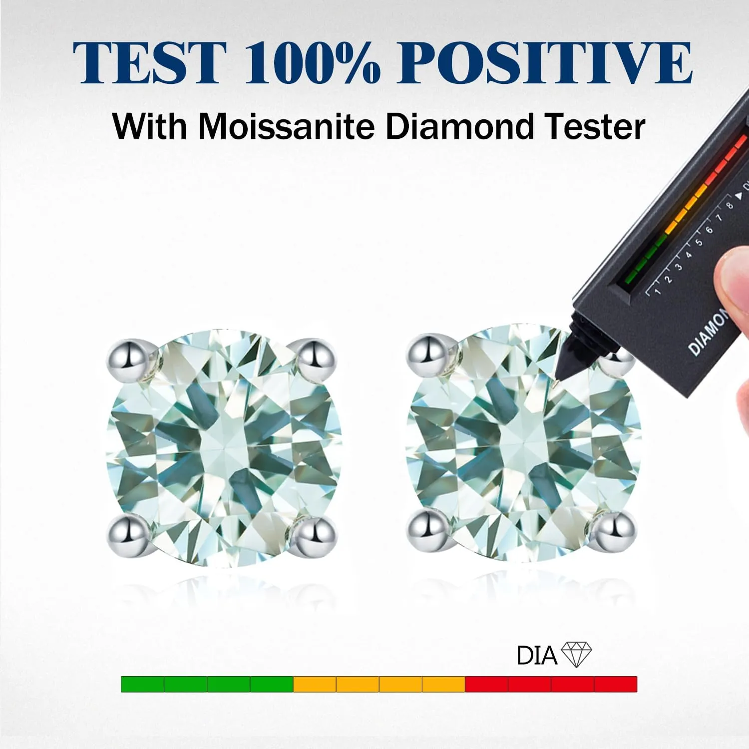 YODEWA 1/2/3ct Moissanite Stud Earrings for Women 925 Sterling Silver Hypoallergenic Flat Back 1 Pair DEF Color Lab Created Brilliant Round Moissanite Earrings