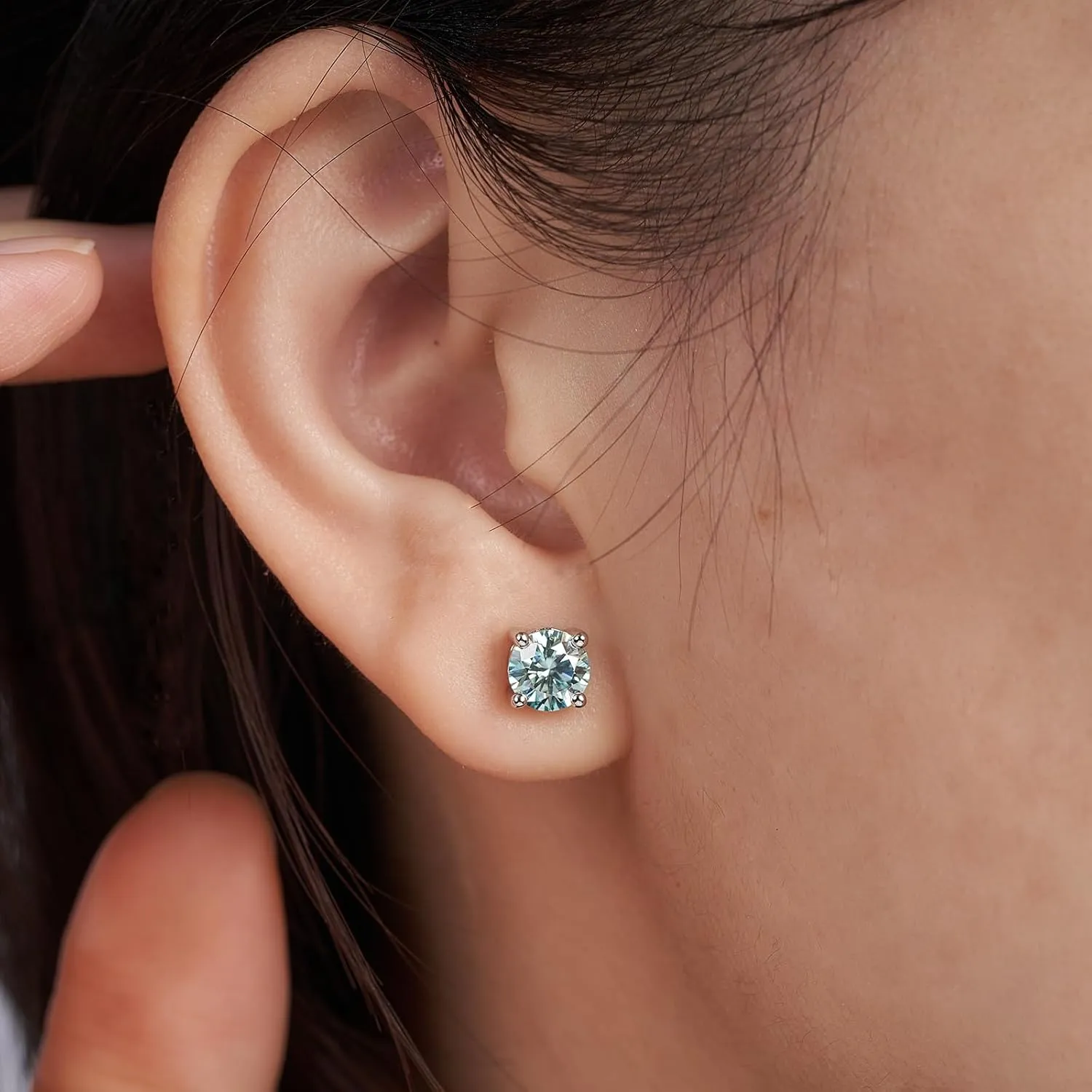 YODEWA 1/2/3ct Moissanite Stud Earrings for Women 925 Sterling Silver Hypoallergenic Flat Back 1 Pair DEF Color Lab Created Brilliant Round Moissanite Earrings