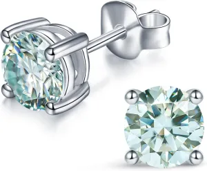 YODEWA 1/2/3ct Moissanite Stud Earrings for Women 925 Sterling Silver Hypoallergenic Flat Back 1 Pair DEF Color Lab Created Brilliant Round Moissanite Earrings