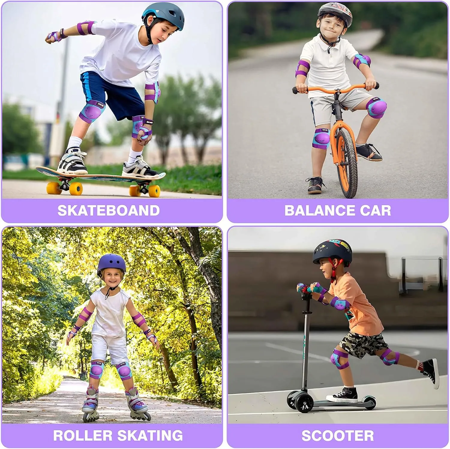 Youth/Kids Knee Pads Elbow Pads Wrist Guards Protective Gear Set for 3-15 Years Child Roller Skates, Skateboard, Cycling, Inline Skating, BMX Bike, Scooter Riding and Other Outdoor Sports
