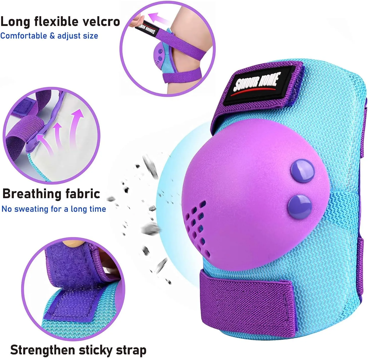 Youth/Kids Knee Pads Elbow Pads Wrist Guards Protective Gear Set for 3-15 Years Child Roller Skates, Skateboard, Cycling, Inline Skating, BMX Bike, Scooter Riding and Other Outdoor Sports