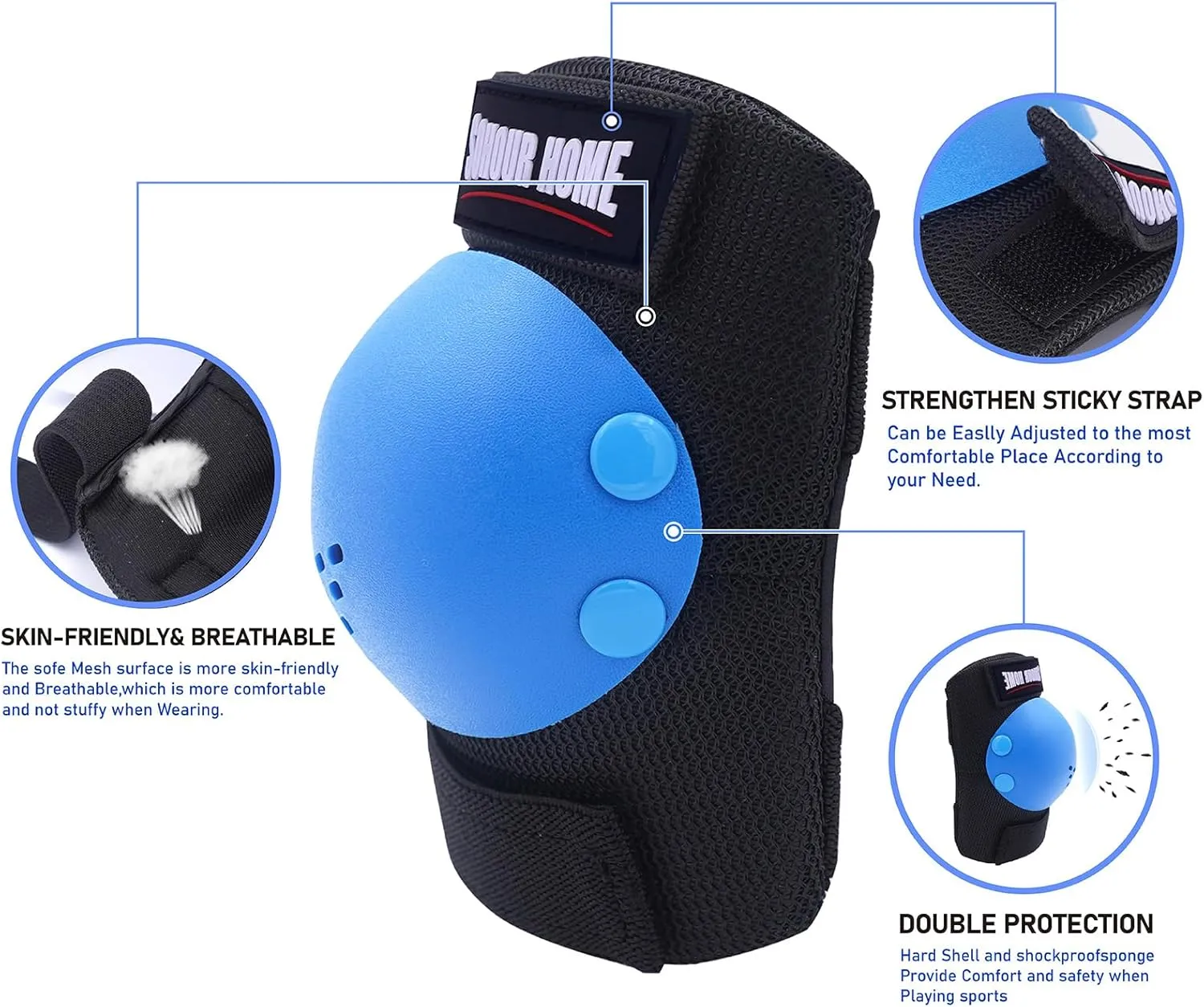 Youth/Kids Knee Pads Elbow Pads Wrist Guards Protective Gear Set for 3-15 Years Child Roller Skates, Skateboard, Cycling, Inline Skating, BMX Bike, Scooter Riding and Other Outdoor Sports