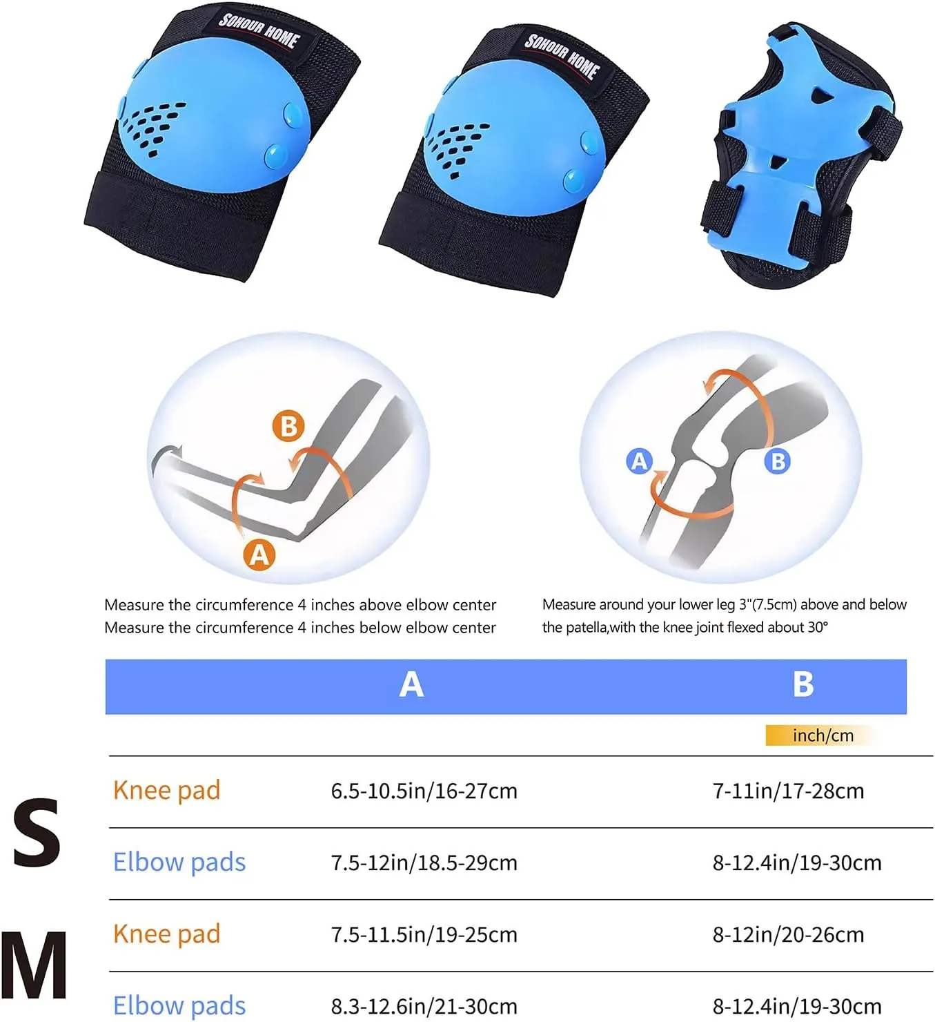 Youth/Kids Knee Pads Elbow Pads Wrist Guards Protective Gear Set for 3-15 Years Child Roller Skates, Skateboard, Cycling, Inline Skating, BMX Bike, Scooter Riding and Other Outdoor Sports