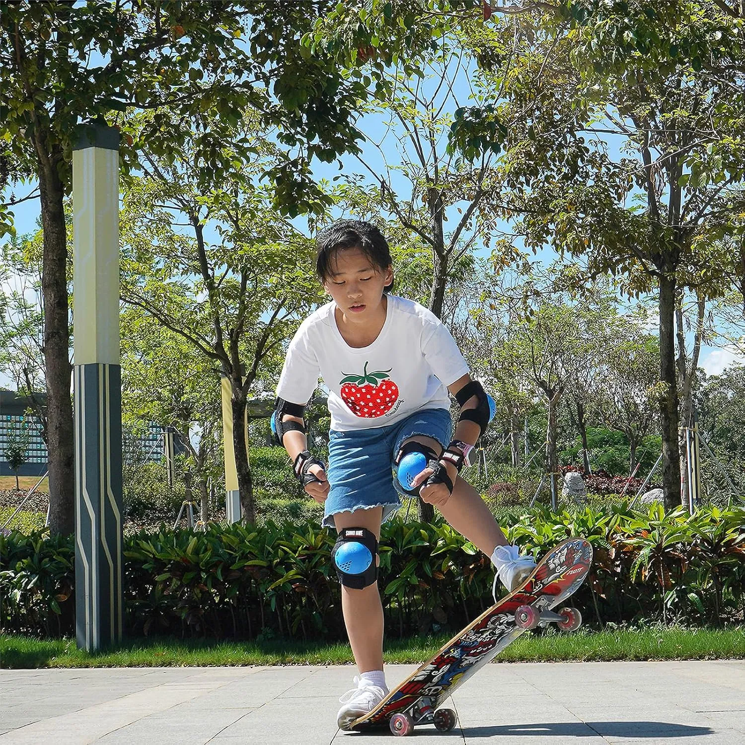 Youth/Kids Knee Pads Elbow Pads Wrist Guards Protective Gear Set for 3-15 Years Child Roller Skates, Skateboard, Cycling, Inline Skating, BMX Bike, Scooter Riding and Other Outdoor Sports