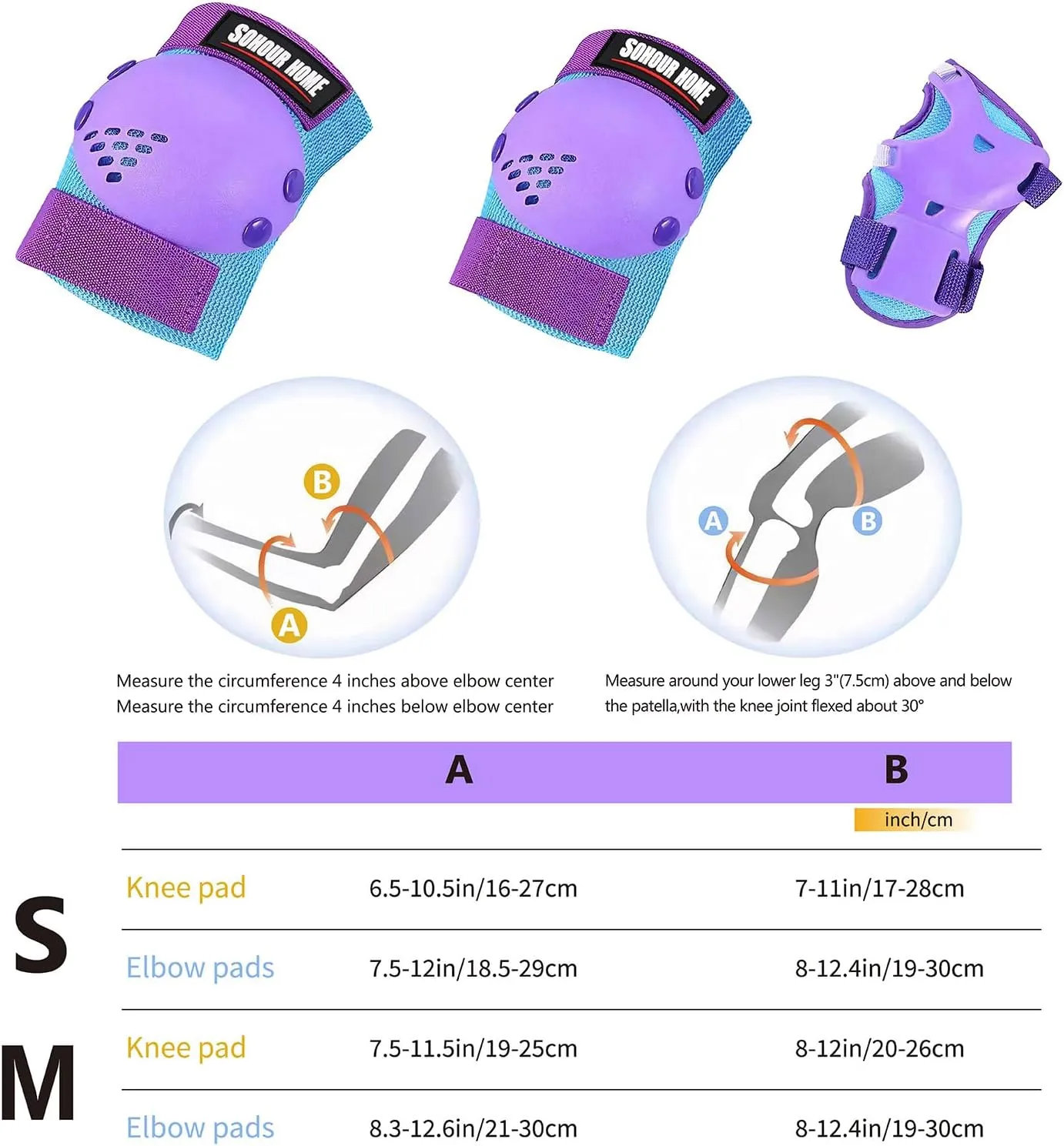 Youth/Kids Knee Pads Elbow Pads Wrist Guards Protective Gear Set for 3-15 Years Child Roller Skates, Skateboard, Cycling, Inline Skating, BMX Bike, Scooter Riding and Other Outdoor Sports