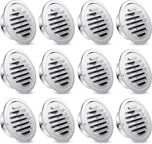 Zonon 12 Pcs Stainless Steel Soffit Vents 4 Inch Round Dryer Vent Cover with Mesh Screen for Home Outdoor Bathroom Wall Ceiling Outside Exterior Exhaust (Silver)