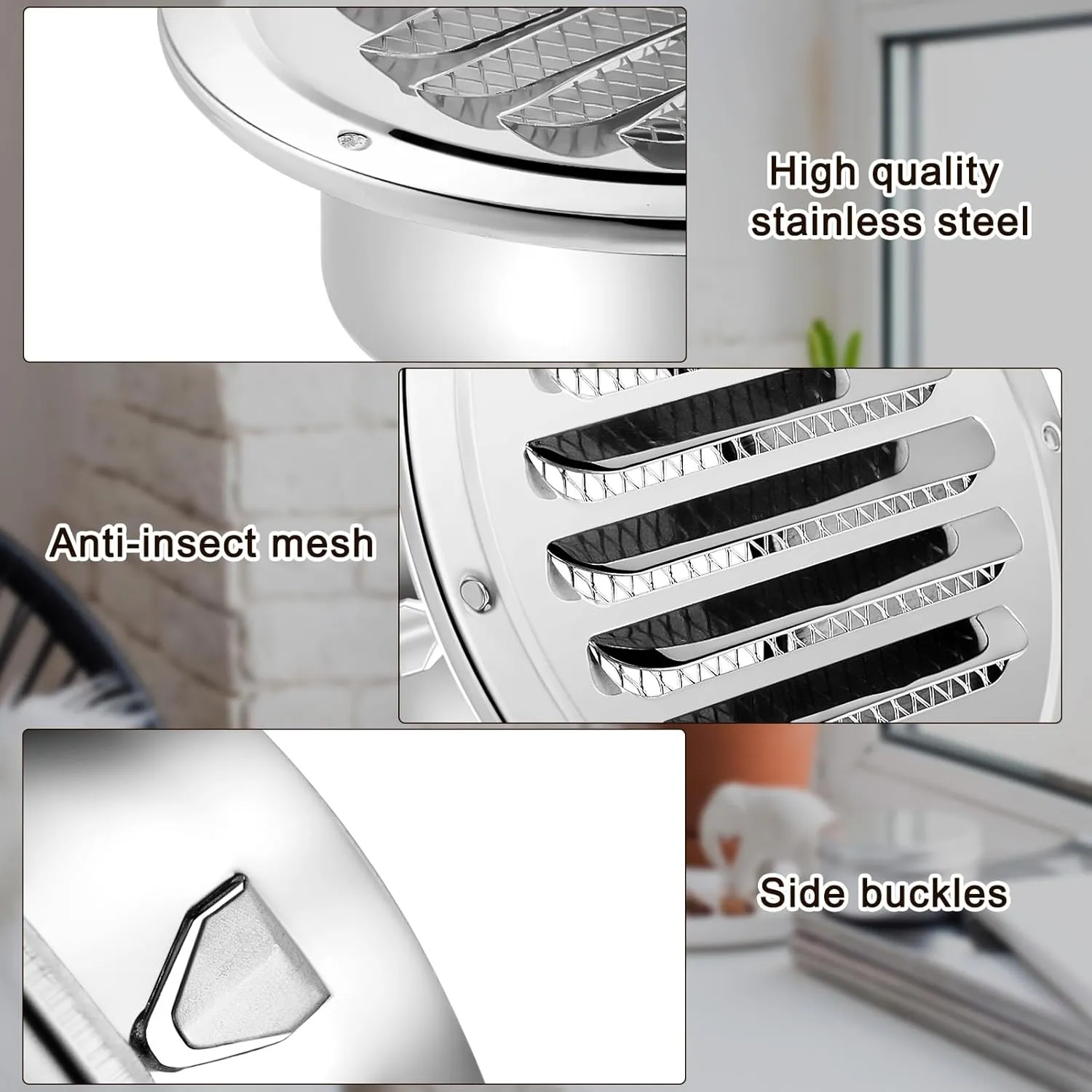 Zonon 12 Pcs Stainless Steel Soffit Vents 4 Inch Round Dryer Vent Cover with Mesh Screen for Home Outdoor Bathroom Wall Ceiling Outside Exterior Exhaust (Silver)