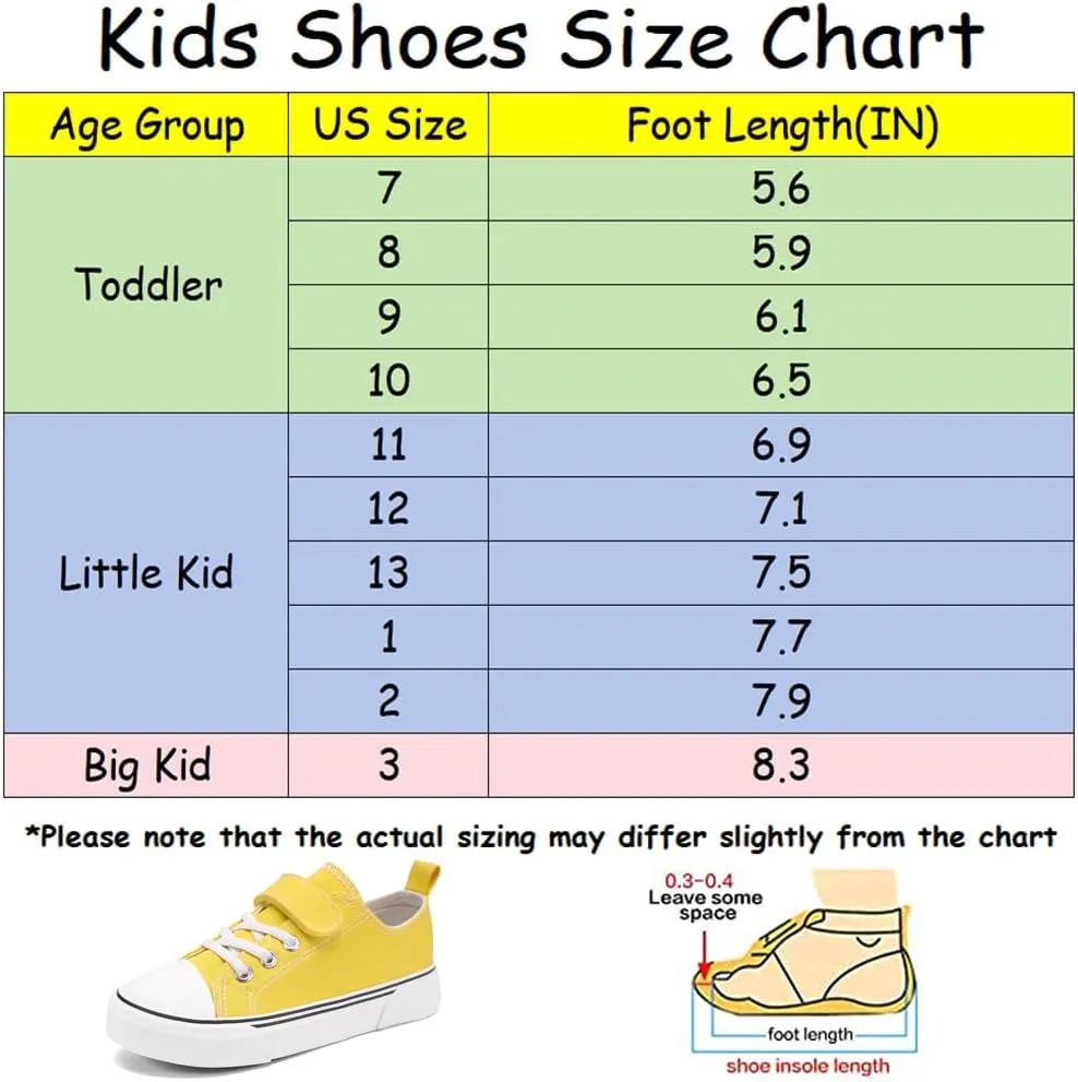 Zoroadke Toddler Boys and Girls Sneakers Low Top Adjustable Strap Canvas Shoes for Kids