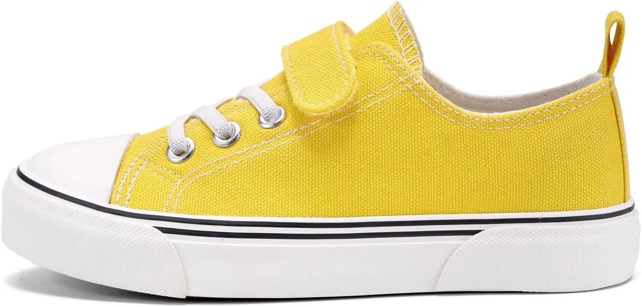 Zoroadke Toddler Boys and Girls Sneakers Low Top Adjustable Strap Canvas Shoes for Kids