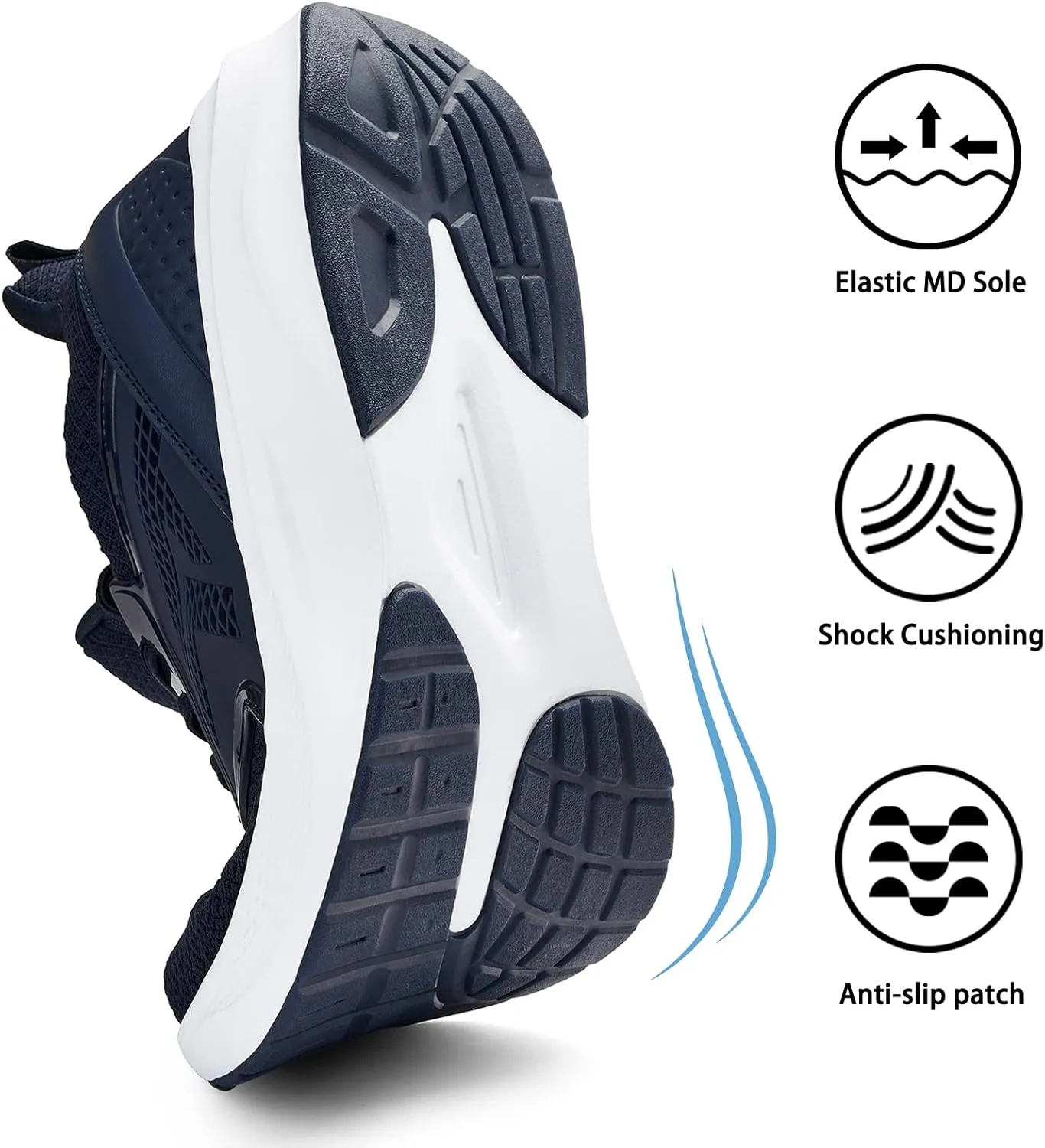 ZZS Mens White Sneaker Tennis Shoes - Slip On Running Shoes Lightweight Casual Walking Shoes for Athletic Workout Gym