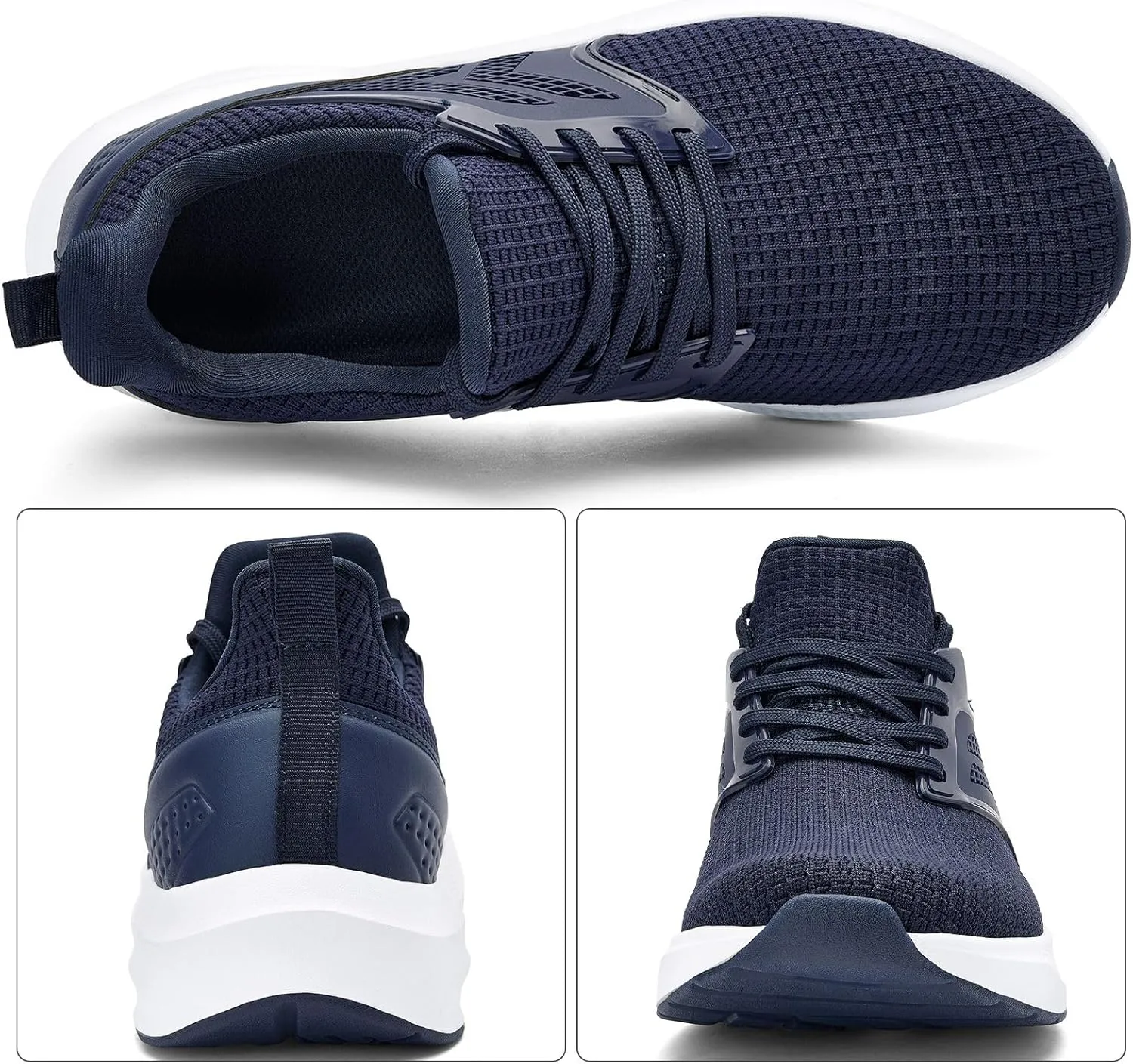 ZZS Mens White Sneaker Tennis Shoes - Slip On Running Shoes Lightweight Casual Walking Shoes for Athletic Workout Gym